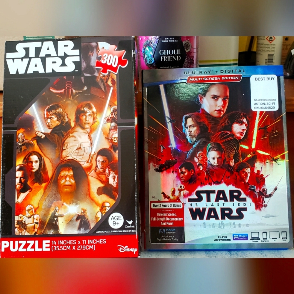 Star Wars 300 Piece Puzzle, never opened plus Star Wars the Last Jedi BRay